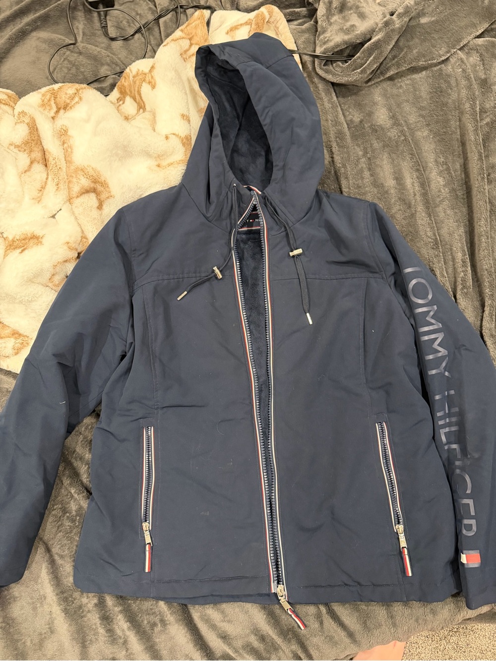 Tommy Hilfiger Navy Hooded Lightweight Jacket